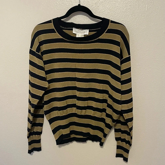 Escada Sweaters - Vintage 80’s ESCADA By Margaretha Ley Gold And Black Striped Sweater Size 40